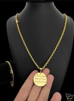 Corrente Cadeado 4mm + Pingente Frase - Banhado a Ouro 18k Corrente Cadeado 4mm + Pingente Frase - Banhado a Ouro 18k