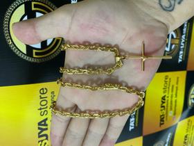 Corrente cadeado 5mm 70cm com pingente Cruz amarrada P Corrente cadeado 5mm 70cm com pingente Cruz amarrada P