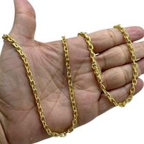 Corrente Cadeado 5Mm Fecho Canhão Luxo Banhado A Ouro 18K