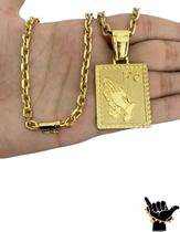 Corrente Cadeado 5mm + Pingente Fé - Banhado a Ouro 18k Corrente Cadeado 5mm + Pingente Fé - Banhado a Ouro 18k