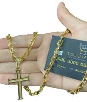 Corrente Cadeado 6mm + Pingente Cruz - Banhado a Ouro 18k Corrente Cadeado 6mm + Pingente Cruz - Banhado a Ouro 18k