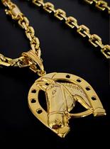 Corrente cadeado 6mm + pingente ferradura banhado a ouro 18k Corrente cadeado 6mm + pingente ferradura banhado a ouro 18k