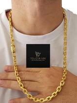 Corrente Cadeado 8Mm + Pingente São Jorge - Banhado A Ouro