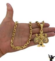 Corrente Cadeado 8Mm + Pingente Tio Patinhas Banhado A Ouro Corrente Cadeado 8Mm + Pingente Tio Patinhas Banhado A Ouro