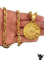 Corrente Cadeado 8Mm + Pingente Vencer - Banhado A Ouro 18K Corrente Cadeado 8Mm + Pingente Vencer - Banhado A Ouro 18K