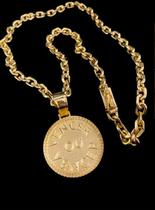 Corrente cadeado 8mm pingente vencer ou vence banhado a ouro