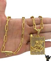 Corrente Cadeado Alongado 7Mm Ping São Jorge -Banhado A Ouro