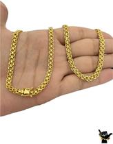Corrente Cadeado Duplo 5mm - Banhado a Ouro 18k