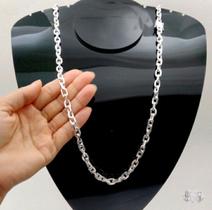 Corrente Cadeado Fecho Gaveta Prata 925 - 8mm e 70cm - Corrente de Prata 925