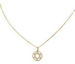 Corrente Cadeado Ouro 18k 750 Medalha Estrela De David 60 Cm Corrente Cadeado Ouro 18k 750 Medalha Estrela De David 60 Cm