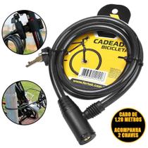 Corrente Cadeado Trava Bicicleta Chave Aço Bike Moto Estepe 02 Chaves 1,20m x 06mm Fertak 1701