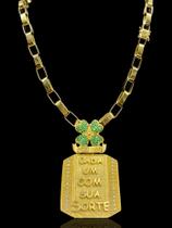 Corrente Carti& 10mm Moeda antiga + Pingente Cada um com sua sorte