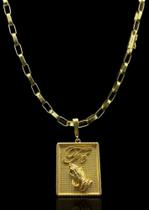 Corrente Carti& 6mm Moeda antiga + pingente Fé