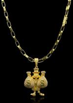 Corrente Carti& 6mm Moeda antiga + pingente Tio patinhas