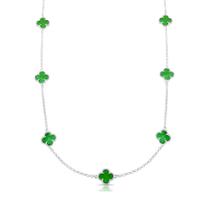 Corrente Chocker em Prata 925 Legítima Trevo Verde Unissex Corrente Chocker em Prata 925 Legítima Trevo Verde Unissex