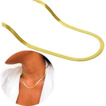 Corrente Chocker Gargantilha Laminada banhada a ouro 18k