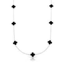 Corrente Chocker Trevo em Prata Legítima 925 Preto Unissex Corrente Chocker Trevo em Prata Legítima 925 Preto Unissex