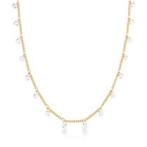 Corrente Choker Banhada a Ouro Com Pedras Redondas Dispersas Corrente Choker Banhada a Ouro Com Pedras Redondas Dispersas