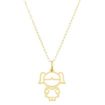 Corrente Colar 45cm Bailarina Pingente Menina De Ouro 18k