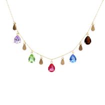 Corrente Colar 5 Zirconia Colorida + Extensor