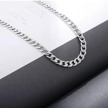 Corrente colar 6mm Masculina Prata 925 Grumet Grossa 60cm
