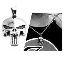 Corrente Colar Aço Inoxidável Com Pingente Justiceiro The Punisher Caveira Corrente Colar Aço Inoxidável Com Pingente Justiceiro The Punisher Caveira