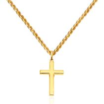 Corrente Colar Cordão Baiano + Pingente Cruz Grande Ouro 18k 50 cm Corrente Colar Cordão Baiano + Pingente Cruz Grande Ouro 18k 50 cm