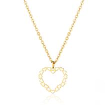 Corrente Colar Cordão Diamantado Com Pingente Coração Grande Ouro 18k Corrente Colar Cordão Diamantado Com Pingente Coração Grande Ouro 18k