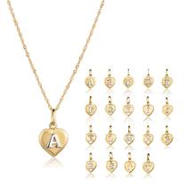 Corrente Colar Cordão Feminina com Pingente Letra Nome Ouro 18k 40cm