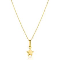 Corrente Colar Cordão Feminino Com Pingente Estrela Mini Ouro 18k Corrente Colar Cordão Feminino Com Pingente Estrela Mini Ouro 18k