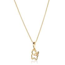 Corrente Colar Cordão Feminino Com Pingente Gato Gatinho Pet Ouro 18k