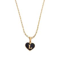 Corrente Colar Cordão Feminino Pingente Coração Paz e Amor Letra Inicial L Personalizado Banhado Em Ouro 18k.