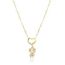 Corrente Colar Cordão Maciço Com Pingente Menina Filha Coração Ouro 18k Corrente Colar Cordão Maciço Com Pingente Menina Filha Coração Ouro 18k