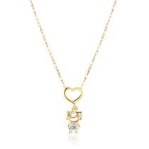 Corrente Colar Cordão Maciço Com Pingente Menina Filha Coração Ouro 18k Corrente Colar Cordão Maciço Com Pingente Menina Filha Coração Ouro 18k