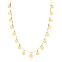 Corrente Colar Cordão Maciço Medalhas Redondas Em Ouro 18k 50cm