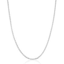 Corrente Colar Cordão Piastrine Maciça Em Ouro Branco 18k