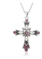Corrente Colar Crucifixo Pingente Cruz Pedra Religioso Jóia Corrente Colar Crucifixo Pingente Cruz Pedra Religioso Jóia