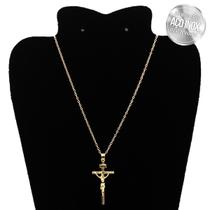 Corrente Colar de Metal Pingente Jesus na Cruz Crucificado Corrente Colar de Metal Pingente Jesus na Cruz Crucificado
