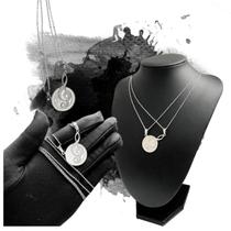 Corrente Colar Duplo + Pingente Clave de Sol Notas Musicais