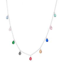Corrente Colar Feminino Choker Com Pingentes Gotas De Prata 925