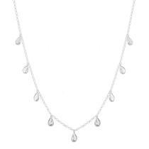 Corrente Colar Feminino Choker Com Pingentes Gotas Prata 925