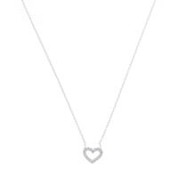 Corrente Colar Feminino De Prata 925 Ajustável Coração Cravejado Corrente Colar Feminino De Prata 925 Ajustável Coração Cravejado