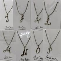 Corrente Colar Feminino Letra do Nome Inicial Aço Inox Anti Alérgico de Alta Qualidade Gargantilha 4