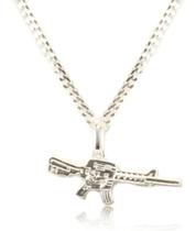 Corrente Colar Grumet 60cm Pingente Arma Prata Legítima 925