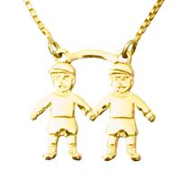 Corrente Colar para Mães Pingente Meninos Filhos Delicadas Banhado a Ouro 18k