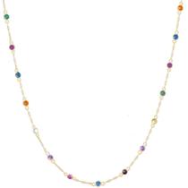 Corrente Colar Pedras Brancas Coloridas Zirconia Ouro 18k Corrente Colar Pedras Brancas Coloridas Zirconia Ouro 18k