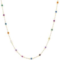 Corrente Colar Pedras Coloridas Zirconia Ouro 18k