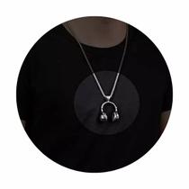Corrente Colar Pingente Pop Fone Música Acessório Masculino