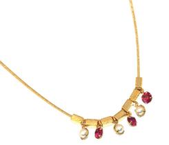 Corrente Colar Rabo de Rato Com Cristais Folheado Ouro 18k