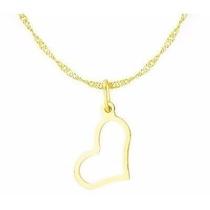 Corrente Colar Singapura 40cm+ Pingente Coração Ouro 18k 750 Corrente Colar Singapura 40cm+ Pingente Coração Ouro 18k 750